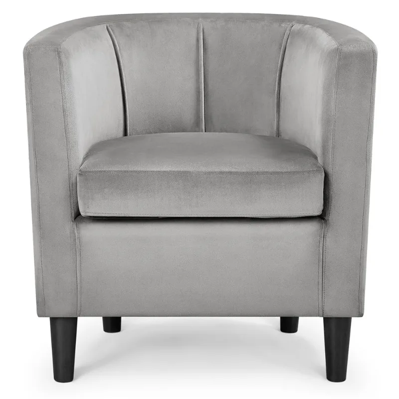 

Alden Design Contemporary Barrel Accent Arm Chair, Gray Velvet Sofa Bed Sofa Set Living Room Furniture