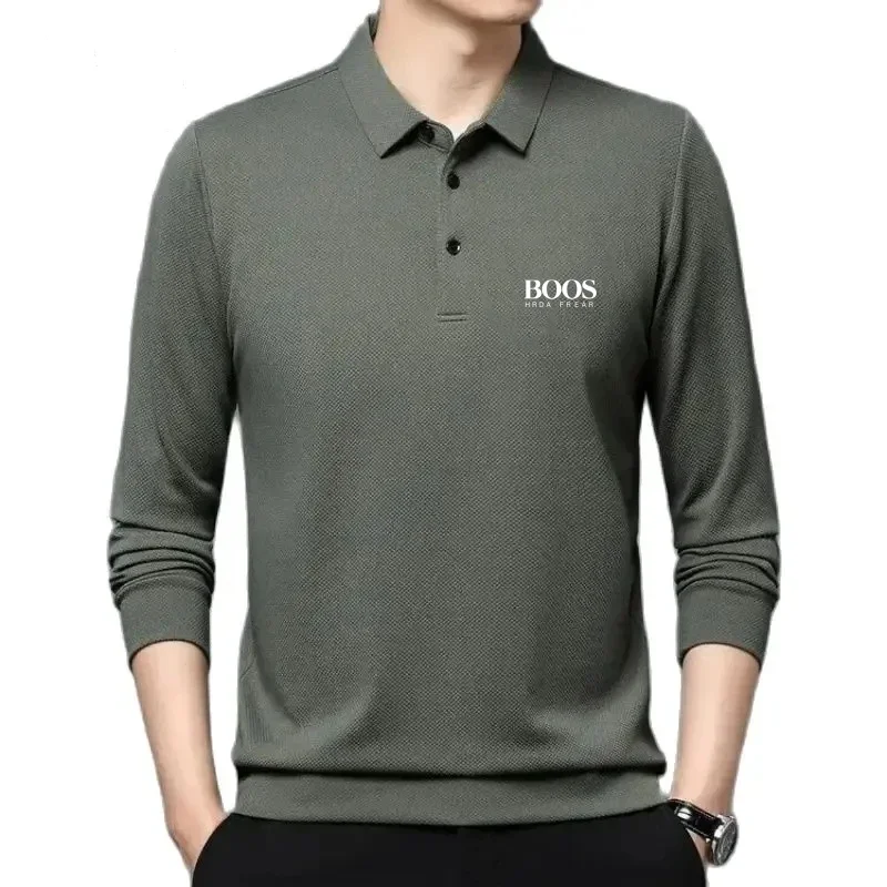 Embroidered Pure Cotton Shirt Men's Long Sleeved Lapel Casual Top Spring and Autumn