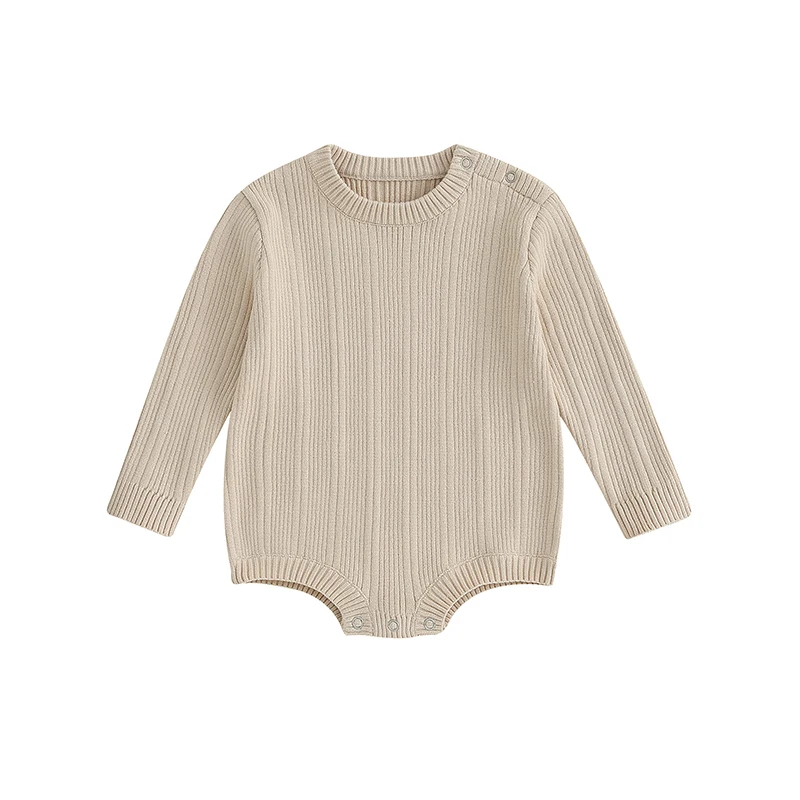 

Toddler Baby Knit Sweater Rompers Solid Color Warm Long Sleeve Jumpsuit for Newborn Infant Cute Clothes