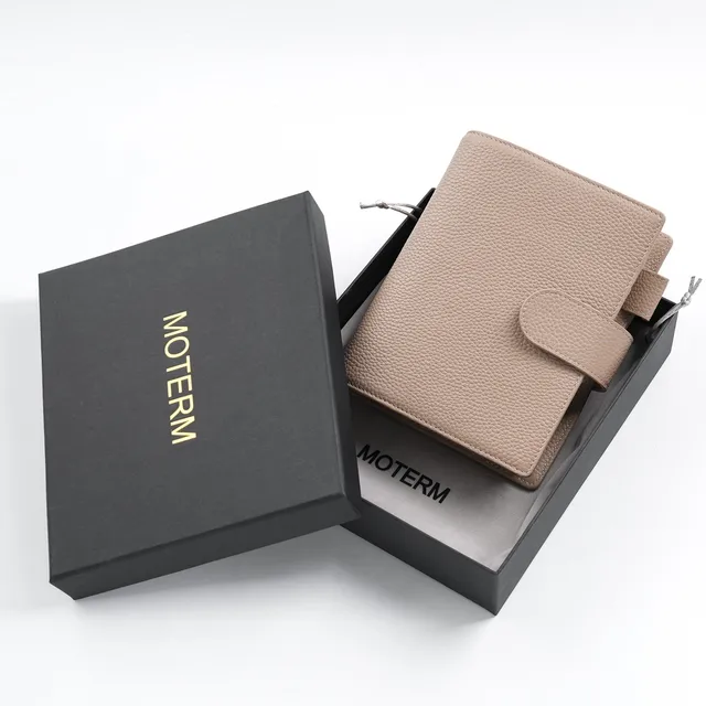 Moterm A6 Elite Rings Planner Cover senza grande tasca posteriore Diario per notebook in pelle di grano di ciottoli con organizer per anelli da 25 mm 6