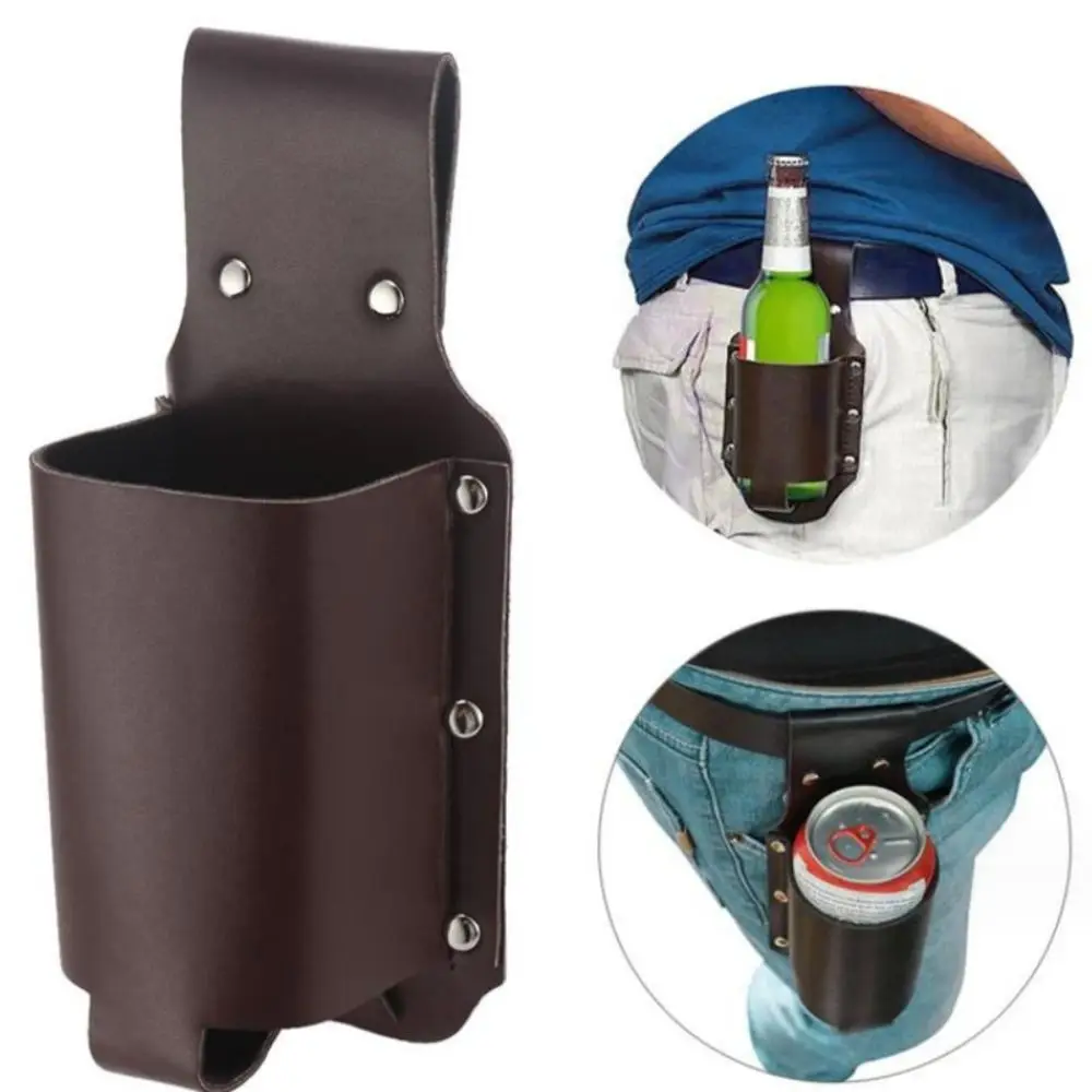 Leather Beer Bottle Waist Holster Portable Beer Belt Bag Handy Wine ...