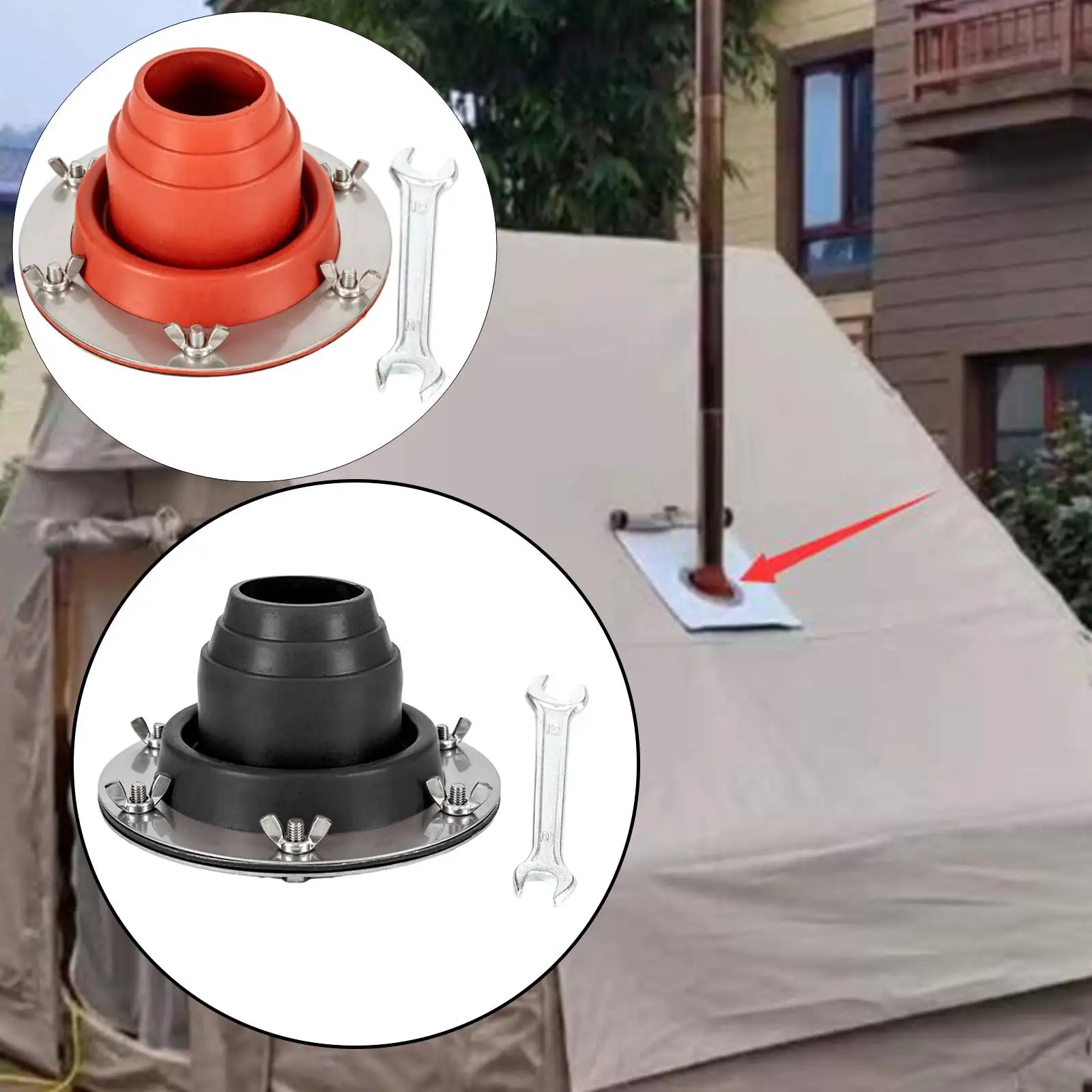 

Tent Stove Jack Round Base High Temperature Resistant Anti Scald Protection Ring for Camping Workshop Sheds Garage Log Cabins