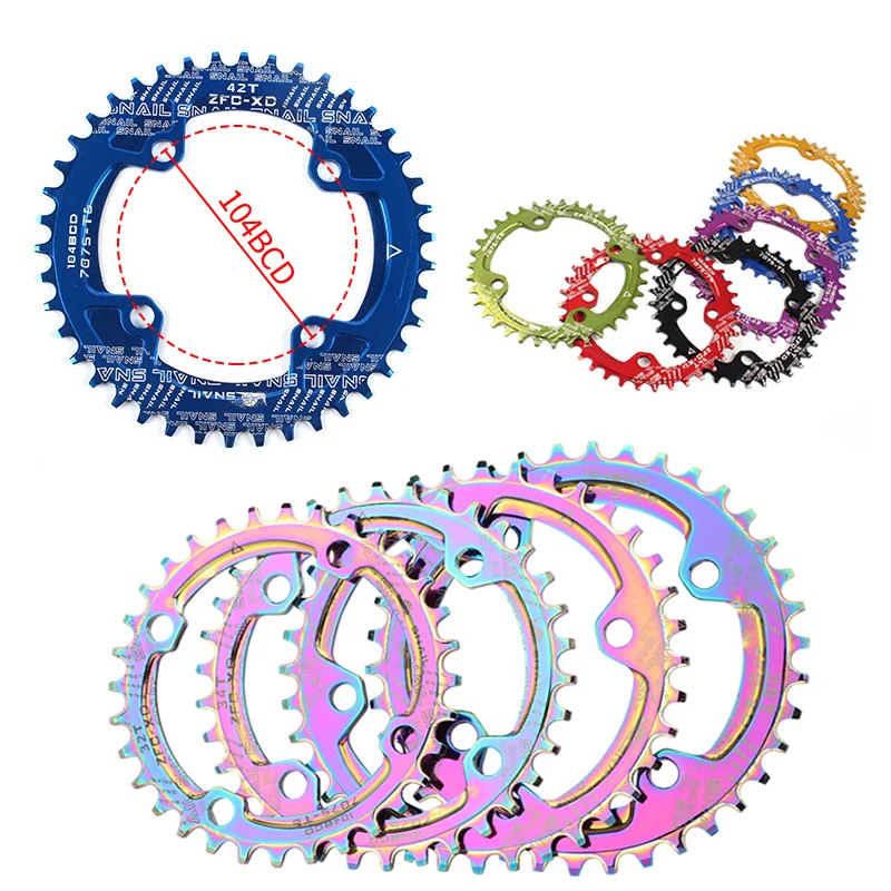 MTB Chainring Round Narrow Wide Ultralight Mountain Bike 32T 34T 36T 38T 40T 42T Crankset Tooth 104BCD Chainwheel