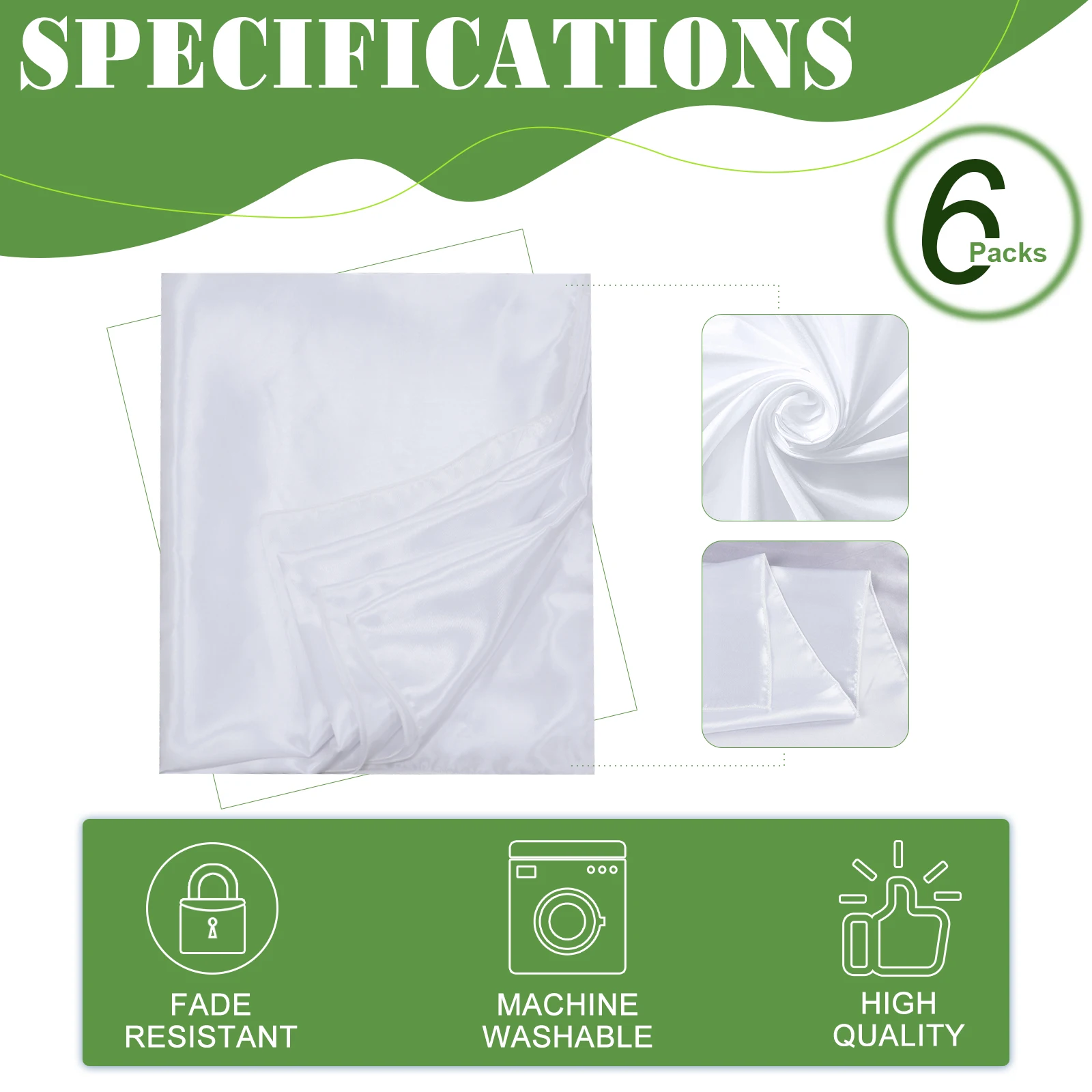 Rectangle Tablecloth Stain and Wrinkle Resistant Washable Polyester Table Cover For Dining Decor 6Pcs