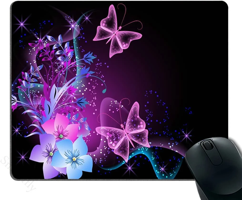 Purple Mouse Pad for PC Pink Purple Butterfly Design Personality Gaming Mouse Pad 9.5x7.9 In