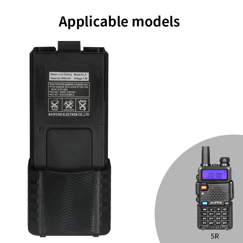 

BF UV5R Walkie Talkie Battery 3800mAh 7.4V Extended Big Capacity Li-Ion BL-5L for Baofeng UV-5R UV-5RB UV-5RE