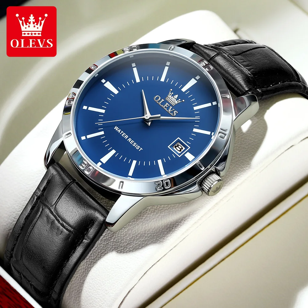 OLEVS TY716 Quartz Watch for Men Leather Strap Casual Business Watch Date Luminous Waterproof Wristwatch Quartz Men's Watches