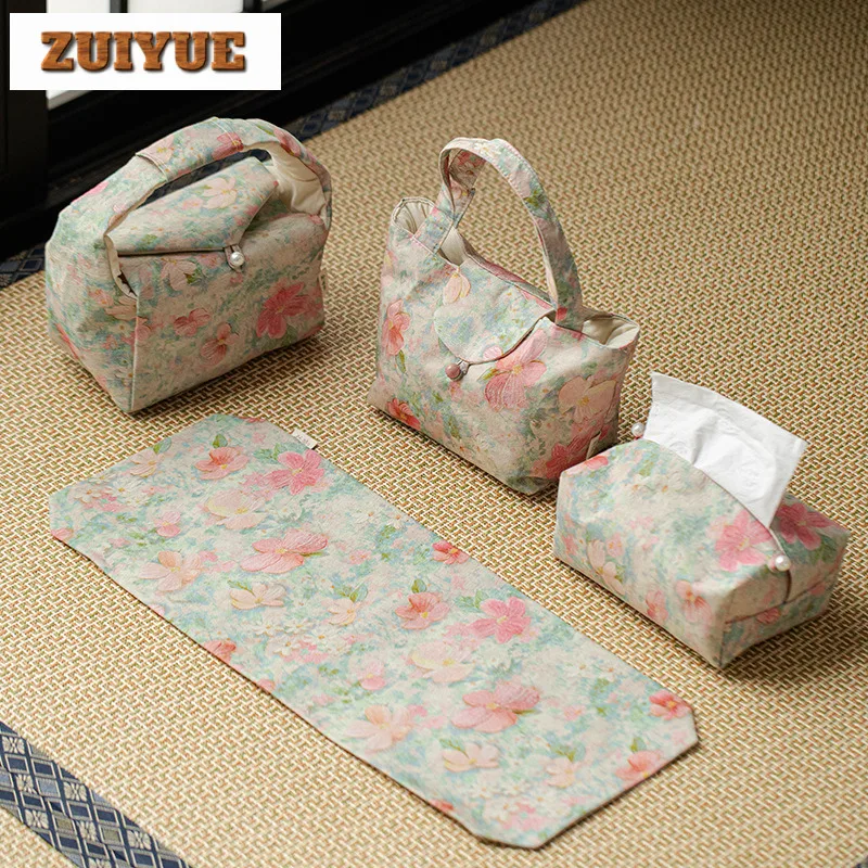 Handmade Fabric Monet Style Tea Cozies Luxury Tea Cozy For Teapot Portable Bag Travel Set Bag Chinese Set Accessories