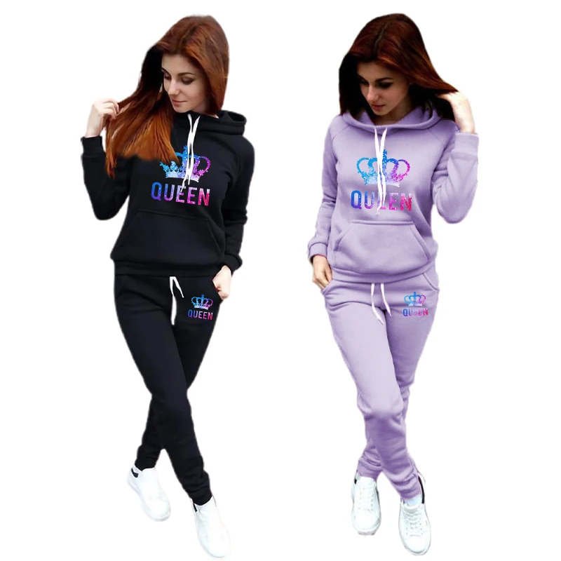 Womens Tracksuit Autumn Winter Printing Hooded Sweatshirts Suit Jogging Pants Sets women clothing set