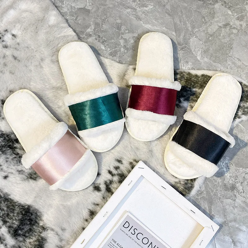 Fluffy Women's Slippers Home Luxury Designer Winter Woman Shoes Flat Elegant Plush Indoor Footwear Fuzzy Fur Slides New