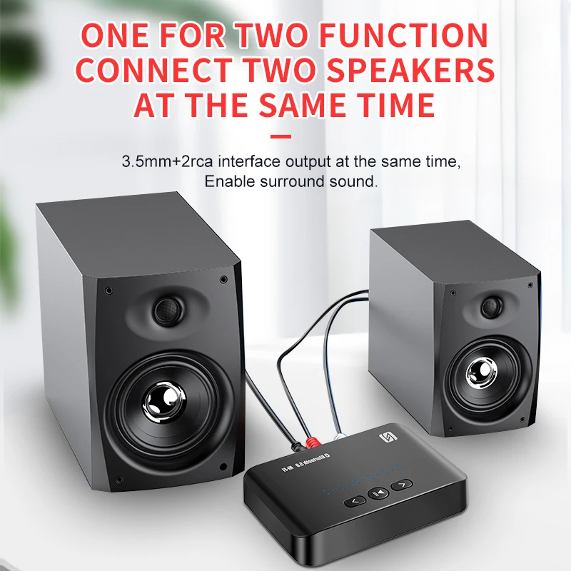 Bluetooth 5.0 Adapter Receiver 3.5mm AUX RCA Wireless Audio Adapter HiFi Stereo USB Support NFC with Remote Control for Speaker bluetooth adapter bluetooth audio receiver bluetooth transceiver adapter audio adapter bluetooth aux adaptor