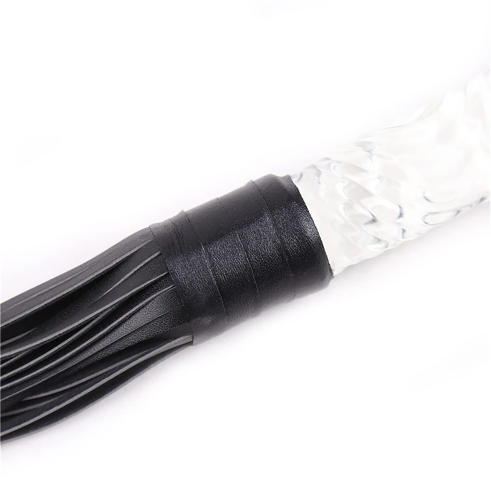 70CM Glass Handle Premium PU Leather Tassel Horse Whip Equestrian Riding Crop Whips for Horse Training 4