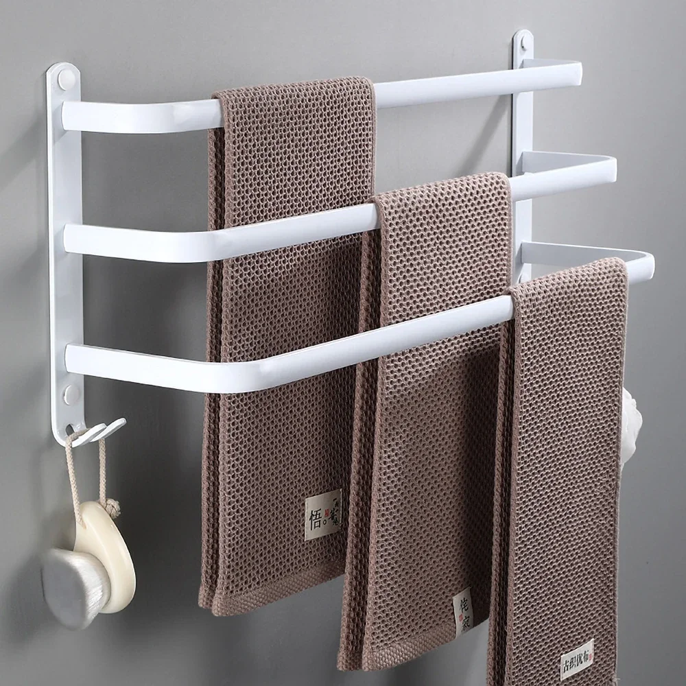 Towel Hanger Rack 30-60cm Shower Bar Storage Wall Holder Organizer Hook Rail Aluminum Bath Shelf Bathroom Accessories towel rack
