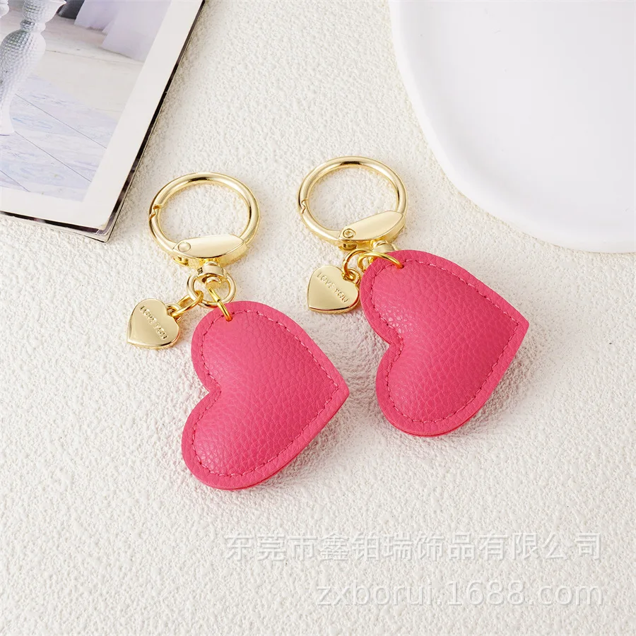 Porte-clés Porte-bonheur Cerise Double Boucle - Longueur 29 Cm, Alliage Aluminium Or/rouge - Accessoire Sac, Tendance