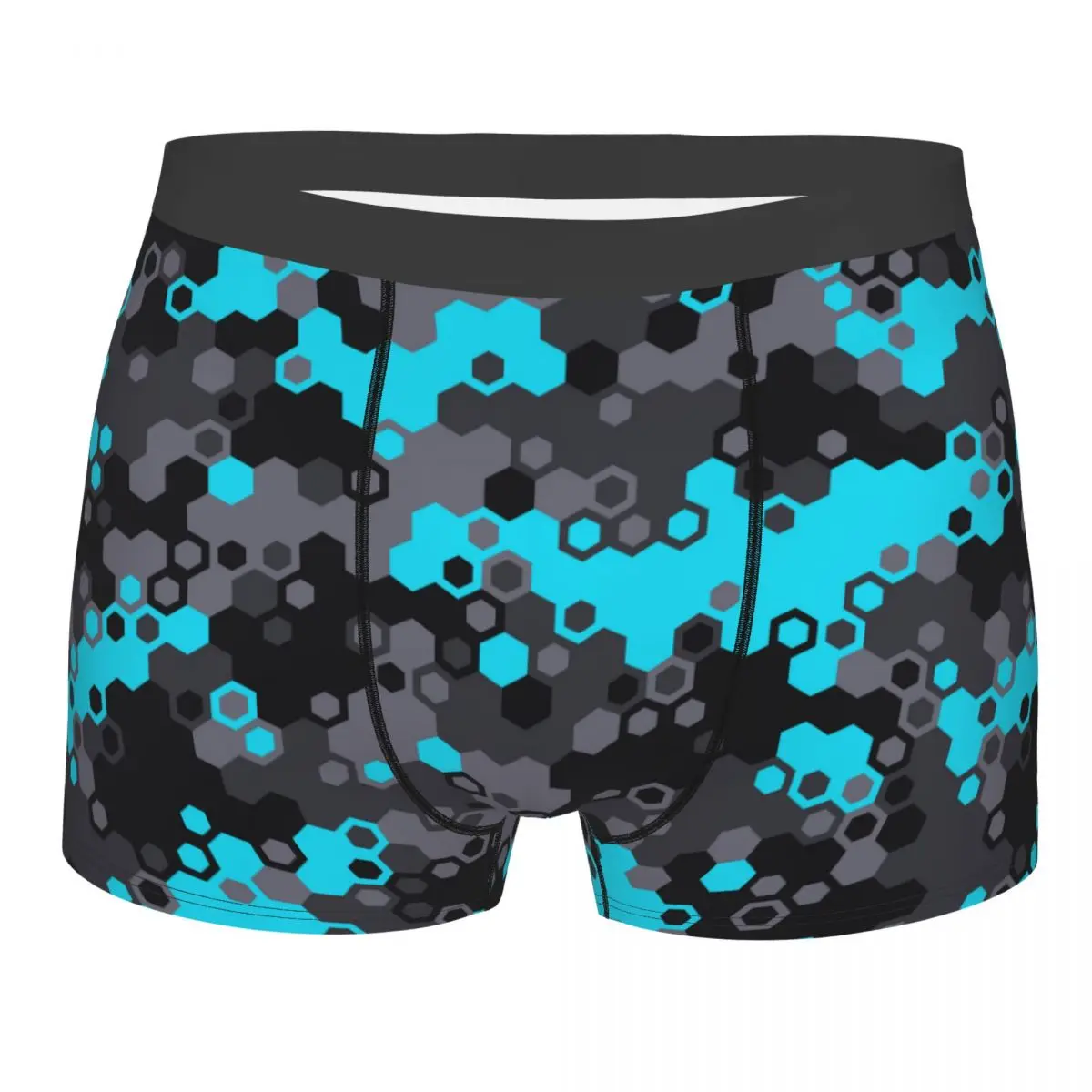 

Men Boxer Briefs Shorts Panties Hexagonal Camouflage Underwear Geometric Military Endless Camo Homme Sexy Plus Size Underpants