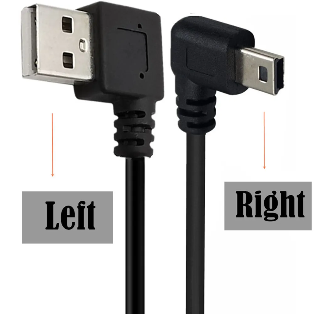 더블 90도 직각 미니 USB 5핀 T 포트 짧은 USB 2.0 케이블 타입 A 남성에서 미니 B 고속 충전 데이터 케이블 미니USB