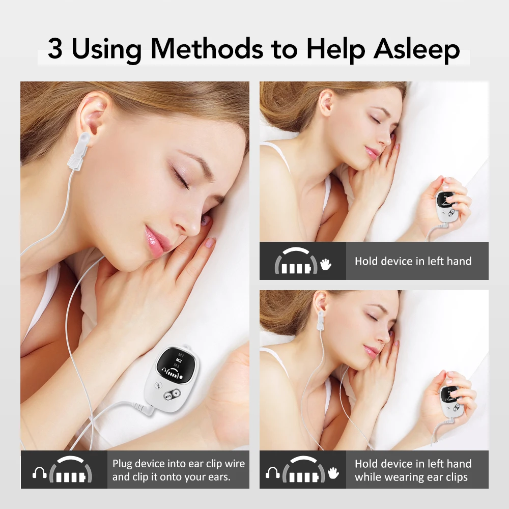 Handheld CES Sleep Aid Ear Clip Microcurrent EMS Pulse Device Hypnosis Insomnia Mental Stress Pressure Relief Help Sleep Relax