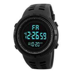 Men's Multifunctional Digital Sports Wristwatch - Sweatproof, Luminous, Electronic Watch (Black)