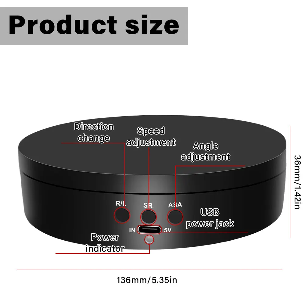 USB-Powered 360° Rotating Display Turntable with Adjustable Speed for Photography and Videography