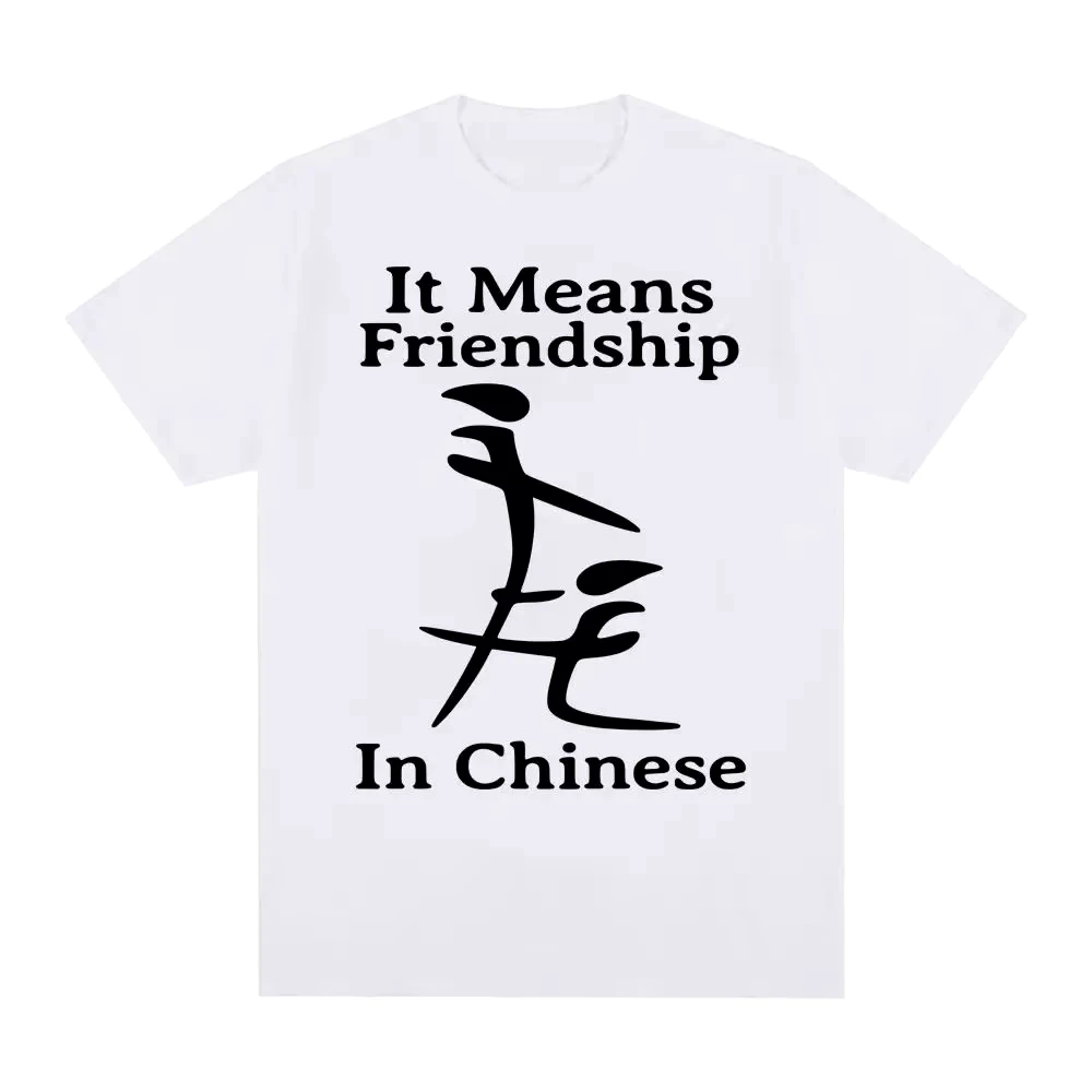 Modisches Humor-T-Shirt „It Means Friendship in Chinese“ Lustiges Meme-T-Shirt Unisex Lässiges Damen-Kurzarmshirt mit Rundhalsausschnitt Y2k-Kleidung