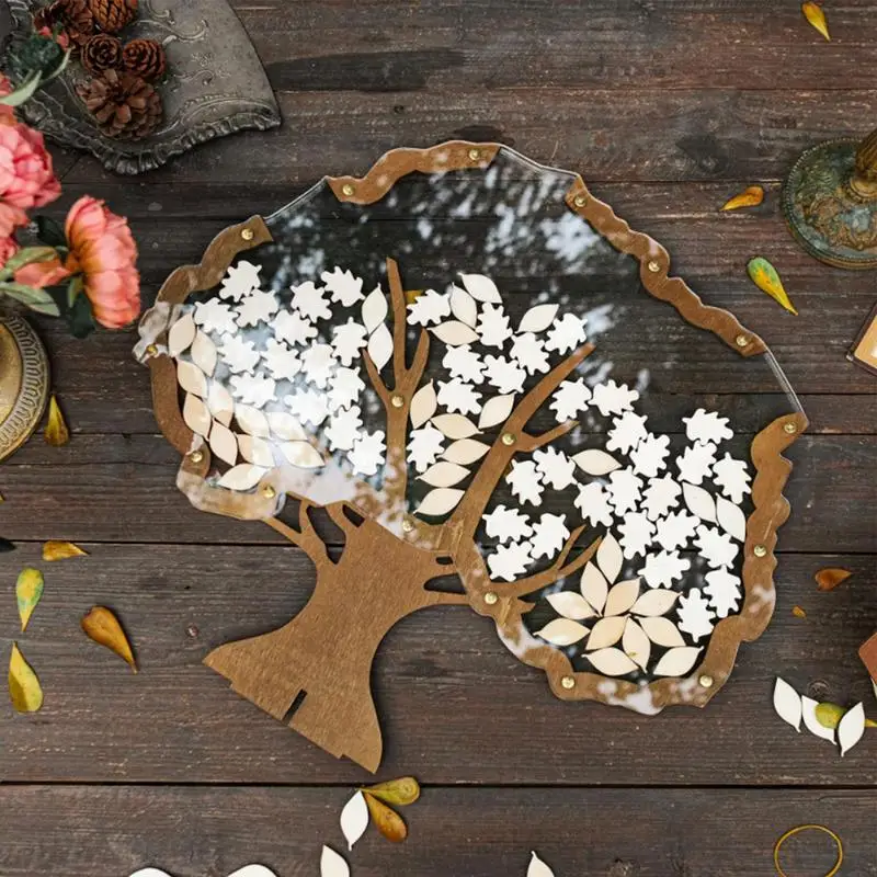 Wedding Guest Book Tree Shape Transparent Guestbook Guest Drop Box Memory Customize Reception Guests Wishes Recorder Supply