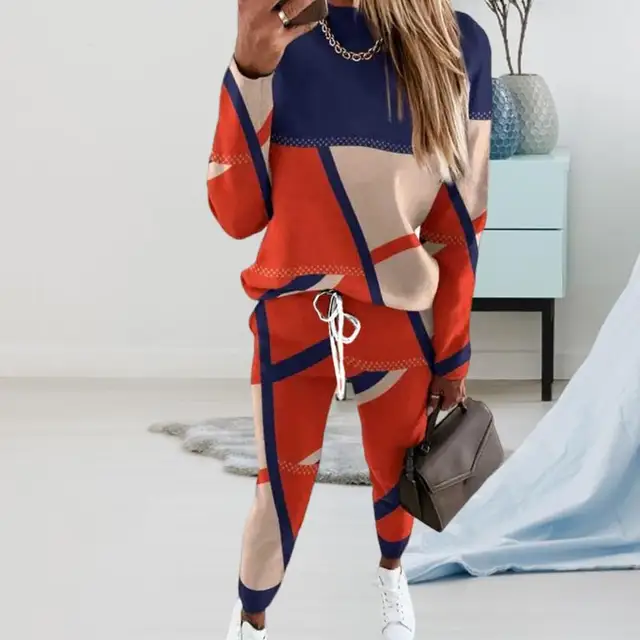 세트 컬러 블록 세트, 여성용 트렌디 캐주얼 스포츠 피트니스 운동복