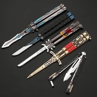 New Animation Game Genshin Impact Butterfly Knife Toy Unsharped Metal Weapon Wolf's Last Road Stick Cyno Weapon Model Gift 1
