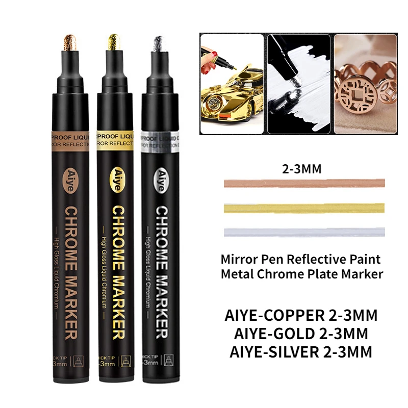Liquid Chrome Pump Marker, Silver Alcohol Mirror Reflective Paint Pen, for  DIY Arts Refill Model Graffiti (1Mm/3Mm)