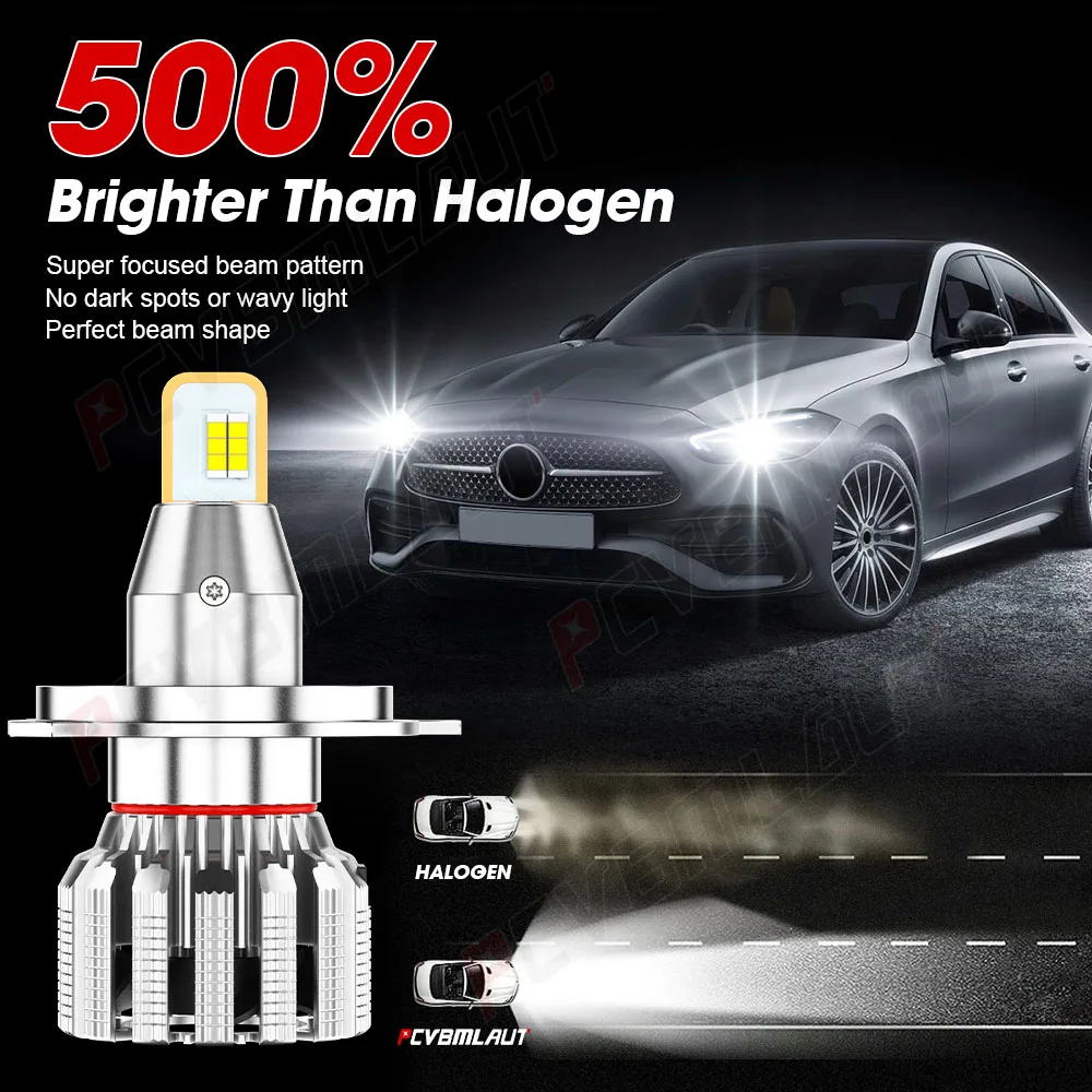 

PCVBMLAUT 2PCS Car lights U6S-H4 Super Bright LED Headlights High Low Beam Fog Light Bulb White 6000K Minisize Car accsesories