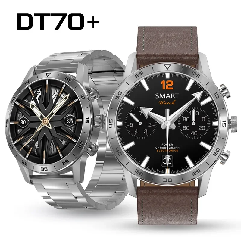 

DT70 Plus + Smart Watch for Men, Fitness Wristwatch, 1.45 inch, NFC, Bluetooth Call, Stainless Steel, Business Smartwatch