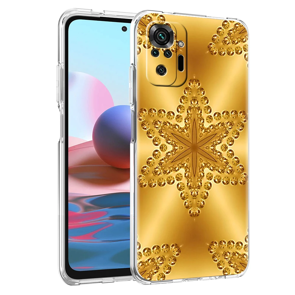 Goldfolie Kunst Handyhülle für Redmi 12 Note 10 11 11T 7 8 8T 9 K40 Gaming 9A 9C Pro Plus 5G Transparente Hülle Coque Capas – Detail 1