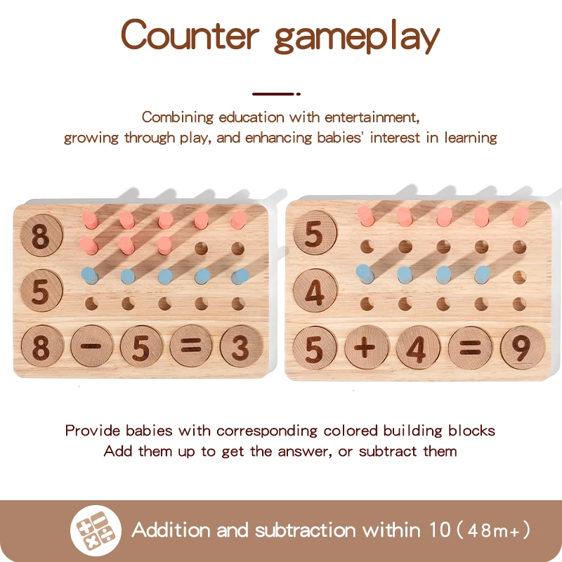 Wooden Math Toys Arithmetic Number Board Games Montessori Early Education Counting Toys For Kid Kindergarten Learning Activities