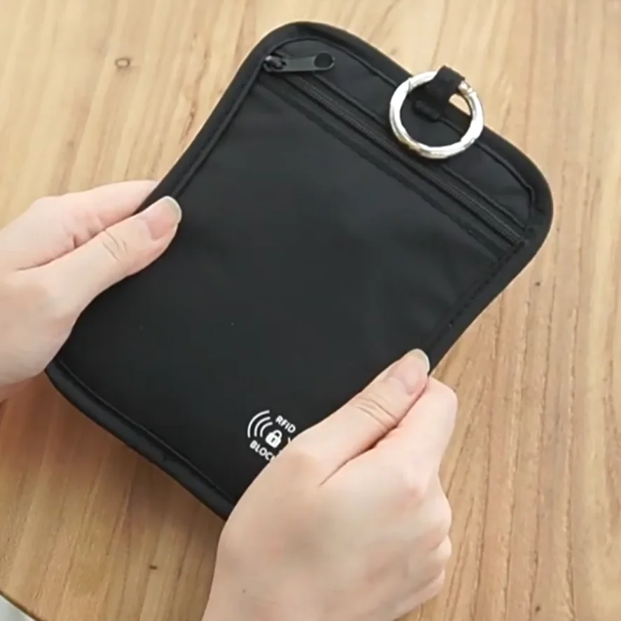 Portafoglio da Viaggio con Blocco RFID, Gancio di Sicurezza, Cerniera, Porta Carte, Portachiavi, Borsa Impermeabile - immagine 2