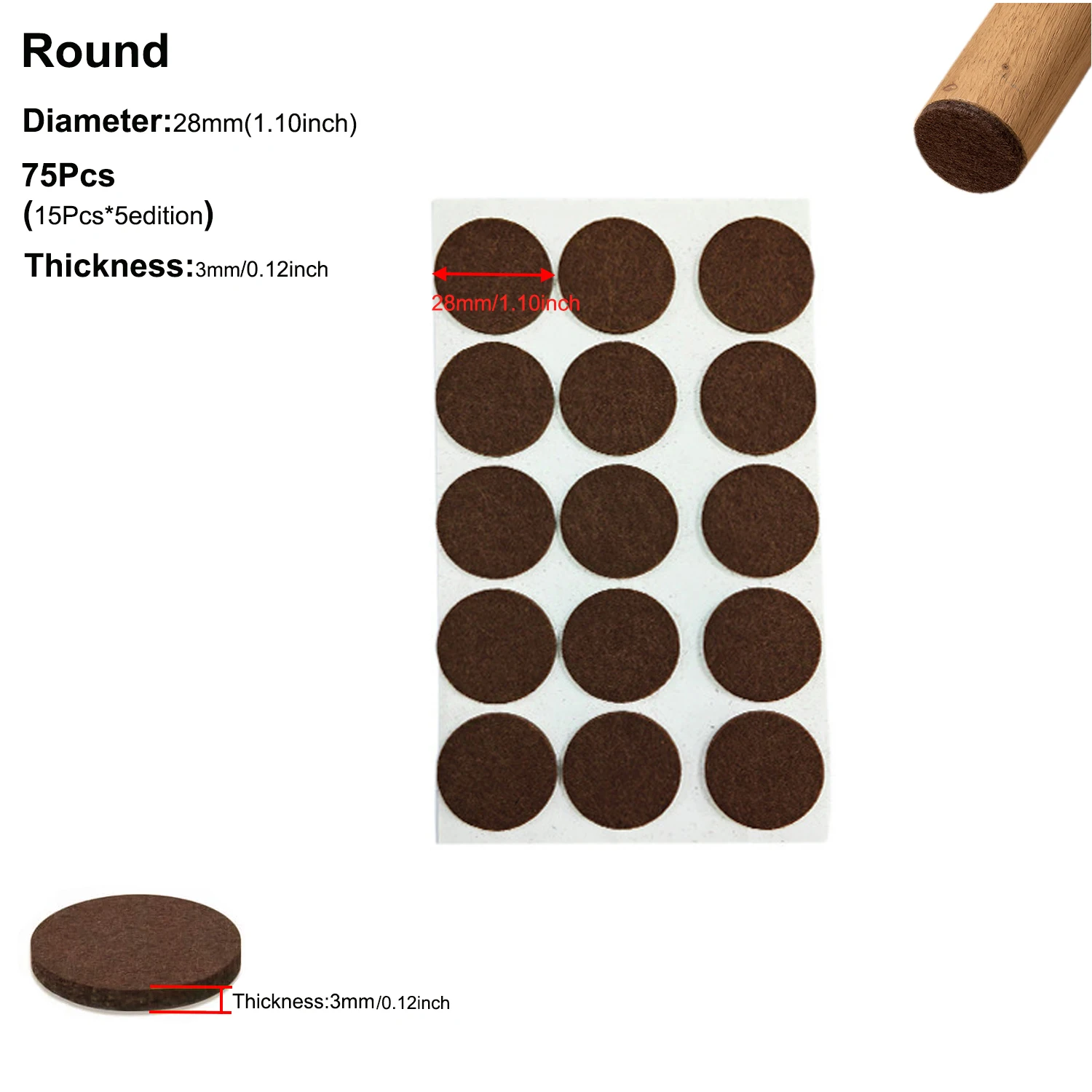 Furniture Floor Protector Felt Pads – Self-Adhesive, Anti-Slip, Noise-Reducing Chair/Table Leg Cushions