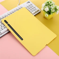 ELVEV Shockproof Premium Liquid Silicone Tablet Case with Flocking for Tab S8 Ultra (Yellow)