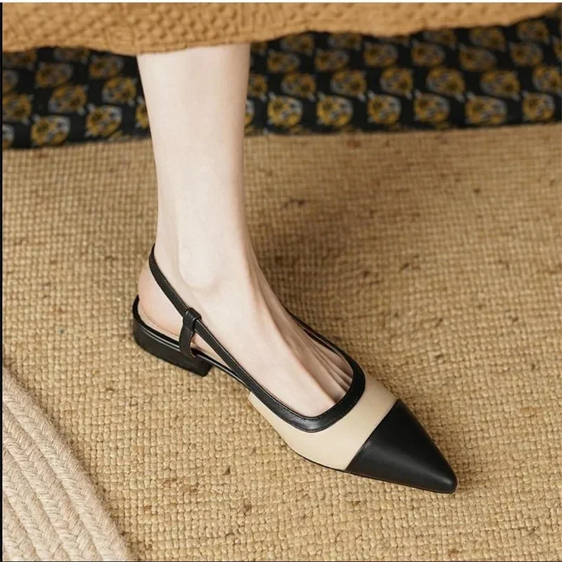 

Small Fragrant Style Pointed Toe Thin Heel Shallow Mouth Colored Flat Button Single Shoes