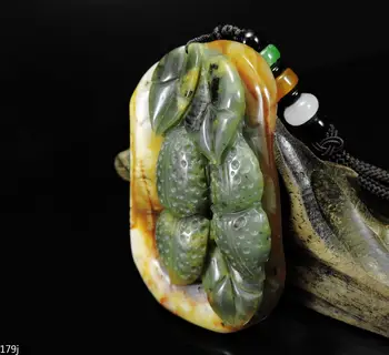 Jade Jewelry Natural Jade Pendant Necklace Hand-Carved peanut&leaves Jadeite Necklace Pendant Gift No Treatment 179j