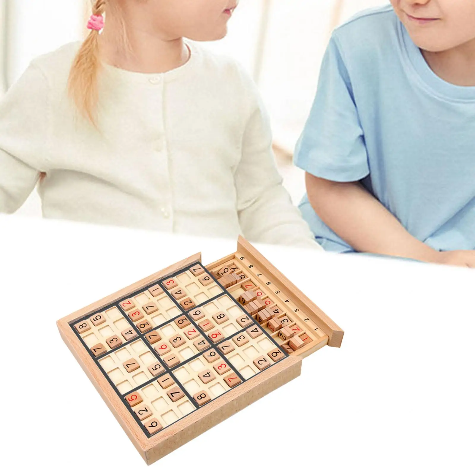 Wooden Sudoku Board Intelligence Montessori Chess Toy Puzzles Desktop Game Brain Teaser Portable Math Toy for Kids Families Game 4