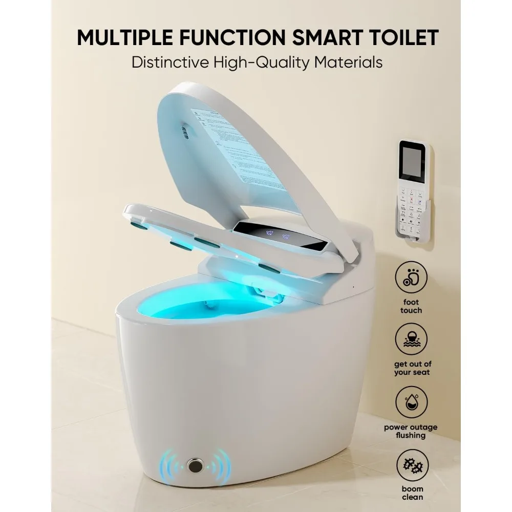 Smart Toilet with Bidet Built in, for Bathrooms with Foot Sensor Automatic Flush, Elongated Heated Bidet Seat, Warm Water,Dryer 4