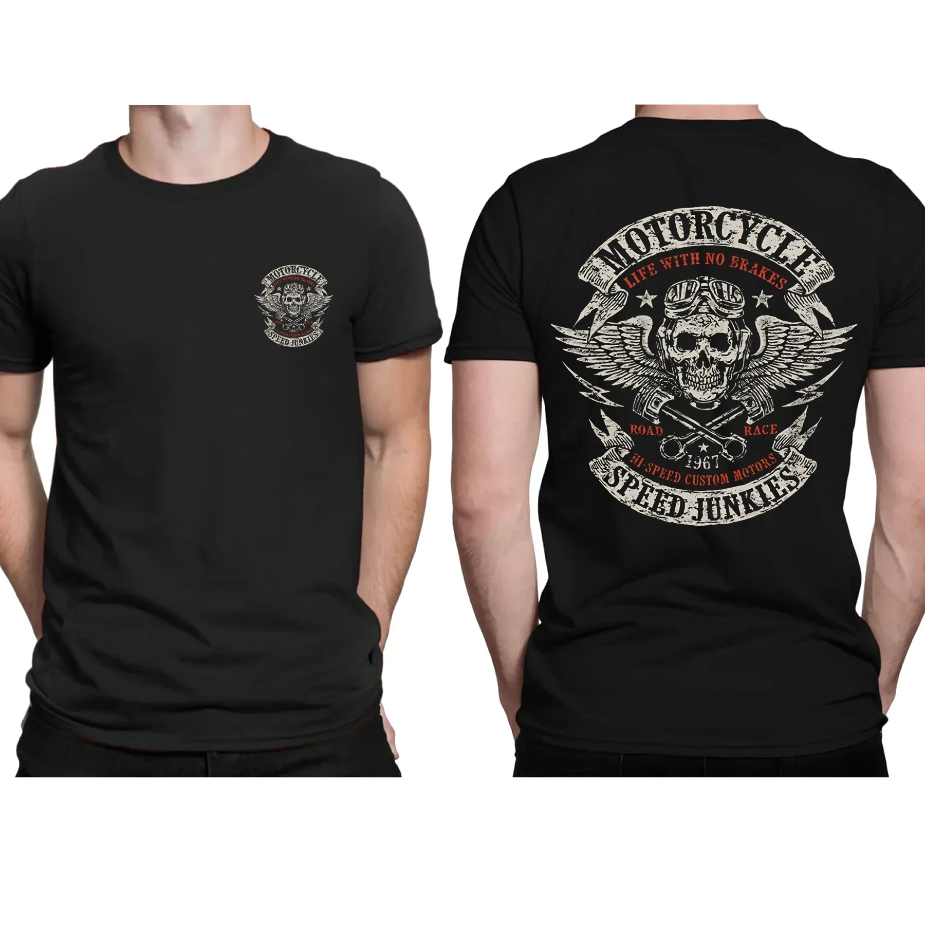 Biker Hombres Camiseta 100% Algodón Tamaño S 3XL Hecho En Ee.uu