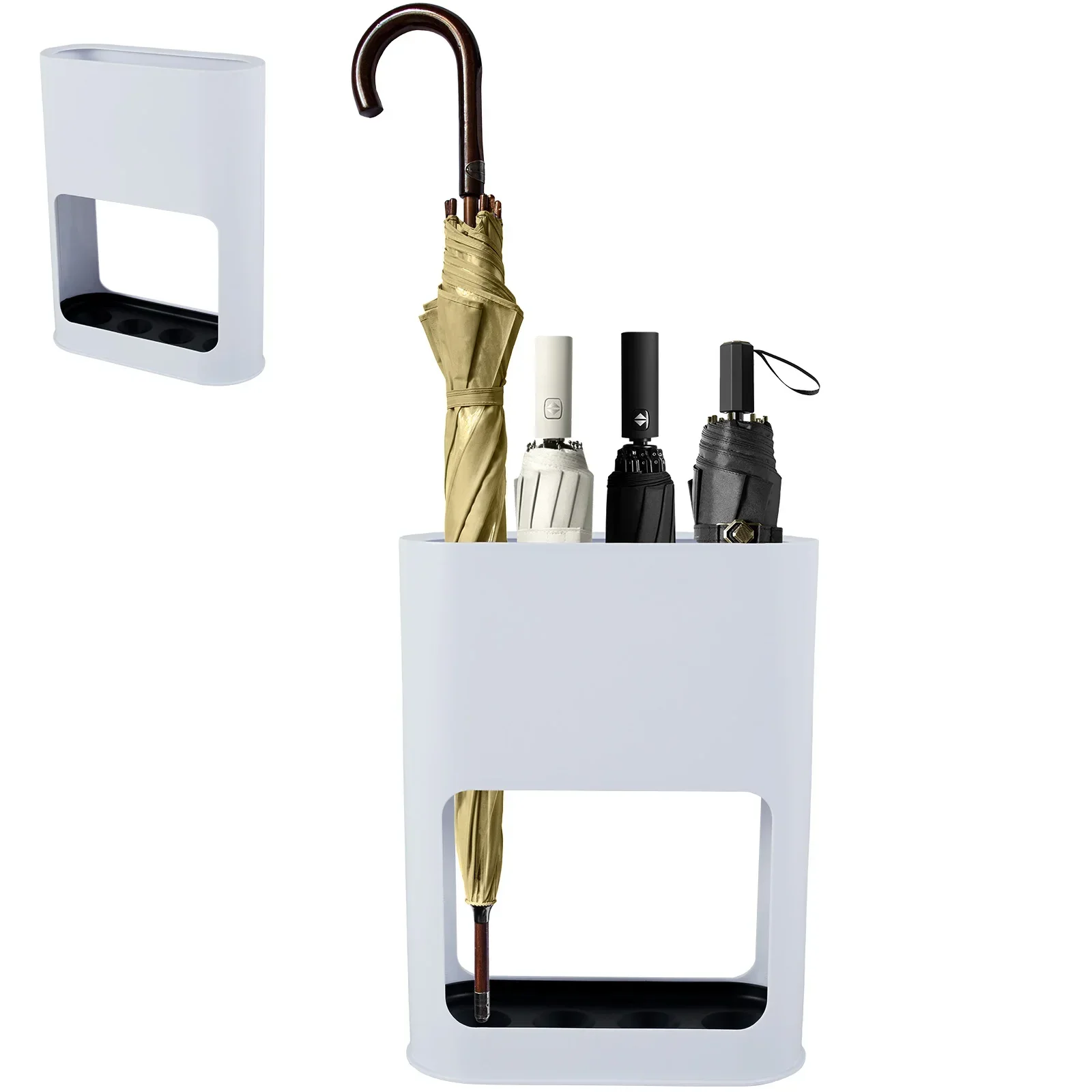 Umbrella Stand Rack Fits 4 Umbrellas Holder Umbrella Stands with Non-Slip Soft Cushion Drip Tray Freestanding Holders