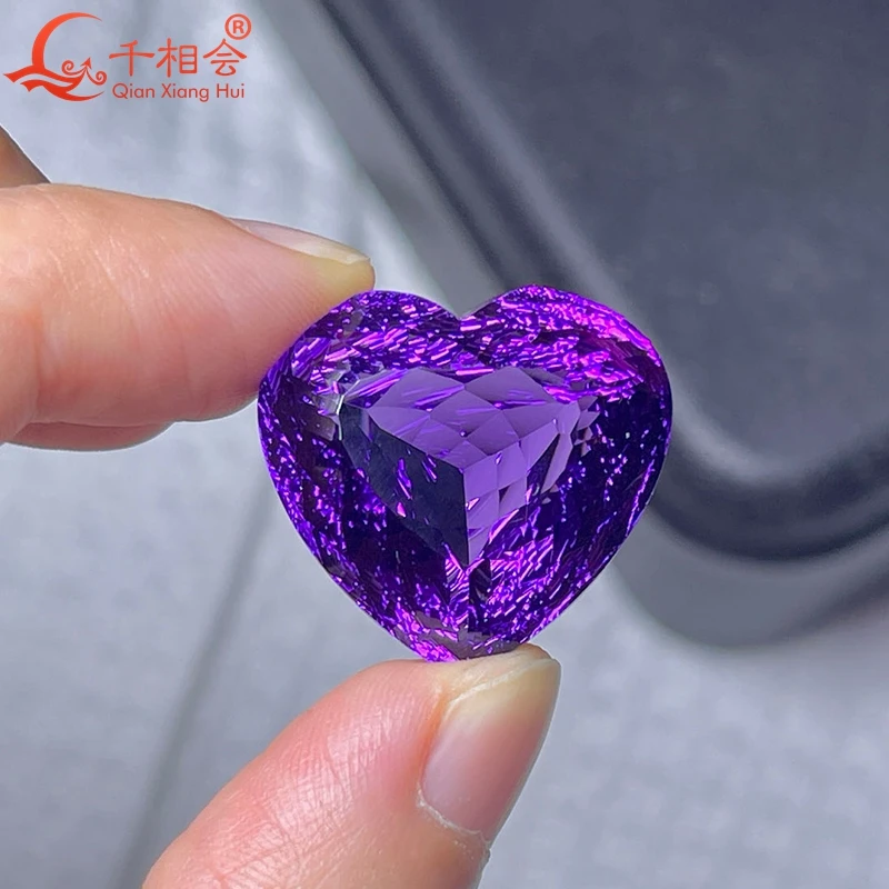 43ct heart-cut millennium natural amethyst, GRC-certified, perfect for stunning jewelry designs.
