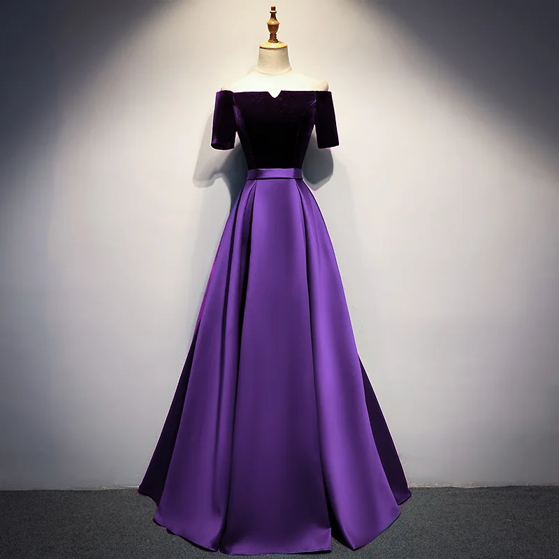 

ZL99 Long velvet off-shoulder evening gown
