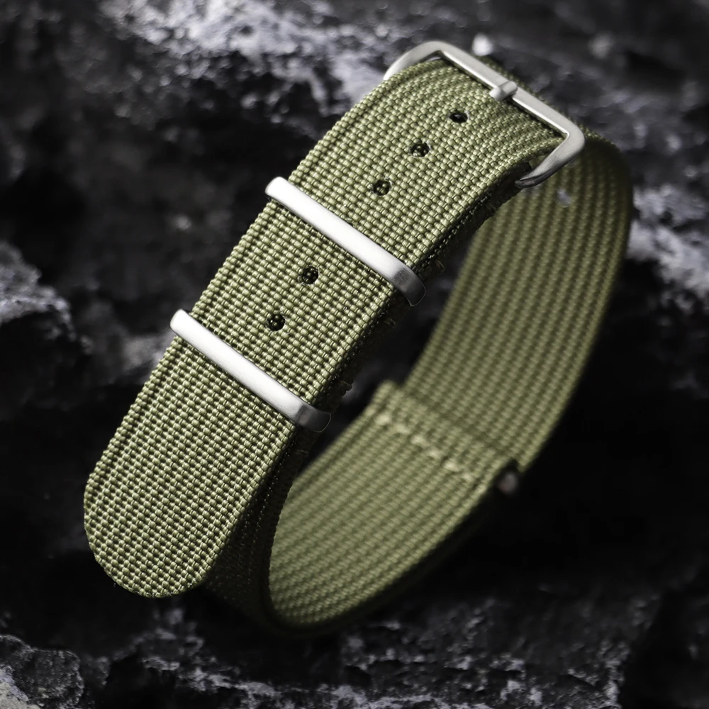 Ribbed Nylon Woven Watch Strap - Military Sports Style Bracelet