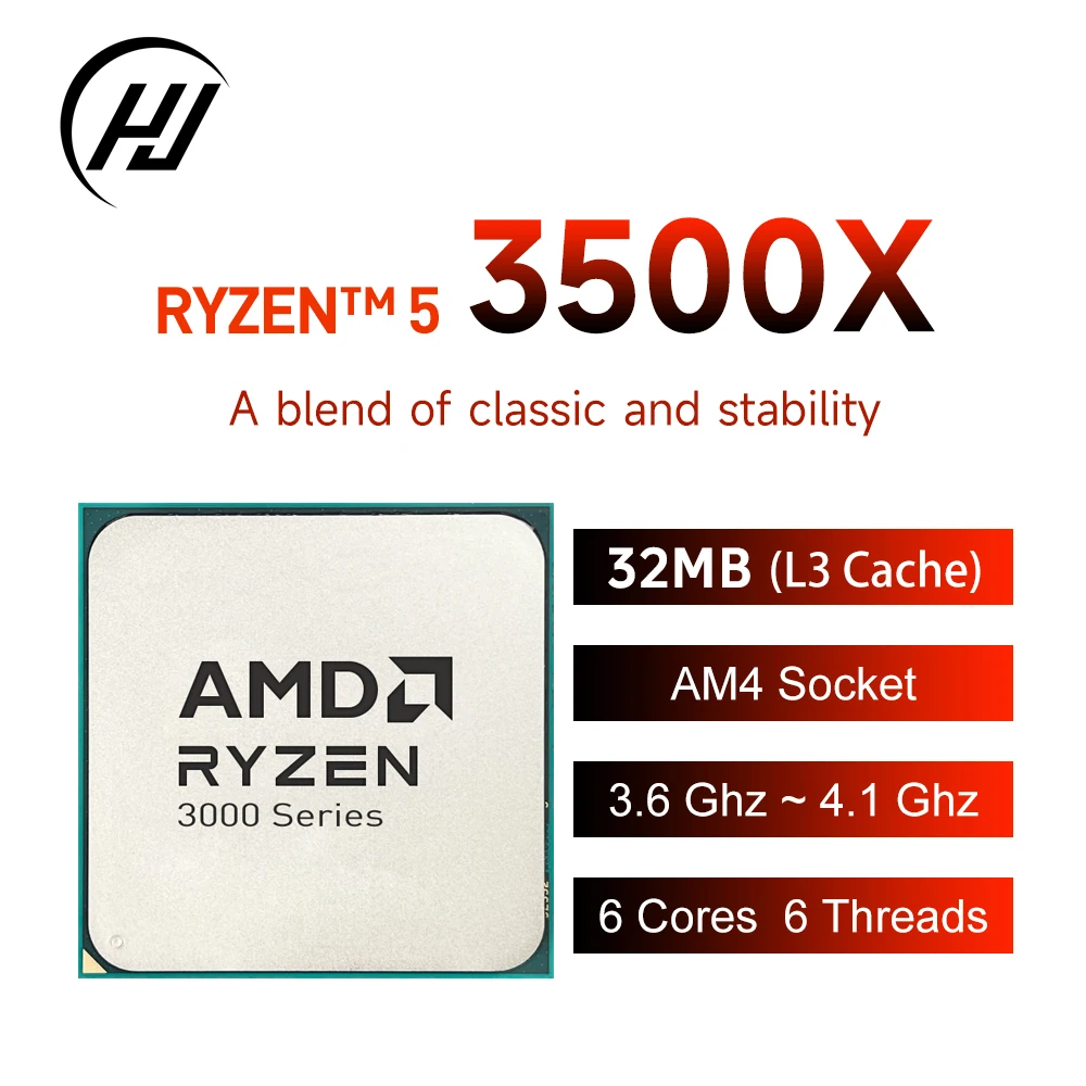 AMD Ryzen 5 3500X 6 ליבות 6 תהליכים מעבד חדש R5 3500x 3000 סדרה B450 4.1GHz TDP 65W DDR4 סוקט AM4 אך ללא מקרר