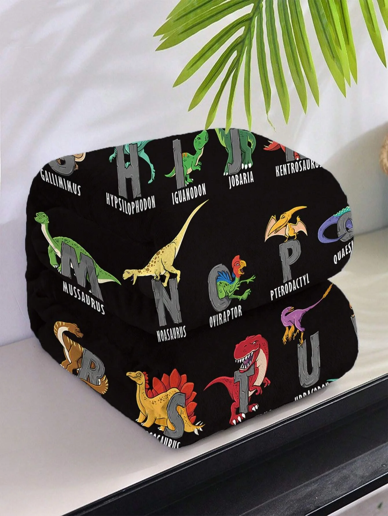 1pc Dinosaur & Letter Graphic Blanket, Modern Fabric Blanket For Living Room And Bedroom 4