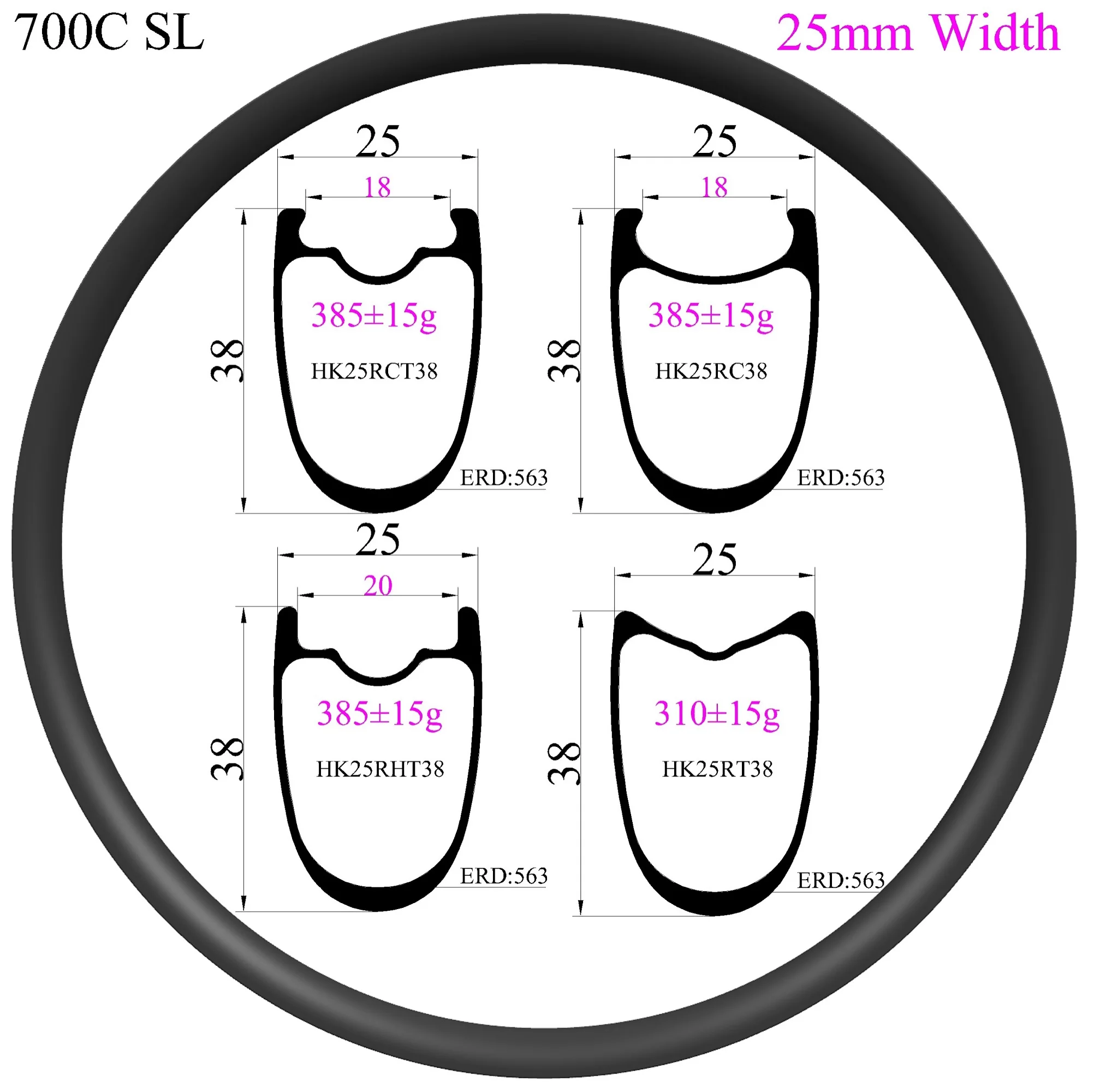 

Super light T800 700C Symmetry Carbon Rim width 25mm Depth 38mm Tubeless Clincher Road bicycle carbon rim