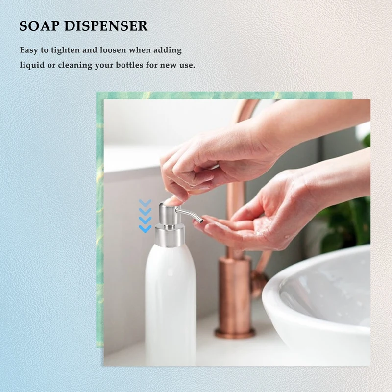 A01F-5Pcs Stainless Steel Soap Pump Replacement 28 Teeth Metal Bottle Nozzles Lotion Dispenser Head