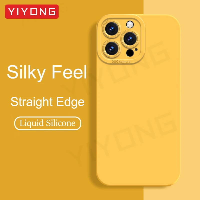 Pour iPhone Pro Max YIYONG couverture souple en Silicone liquide soyeux pour iPhone16 Plus iPhone13 Mini SE 2020 coque de téléphone