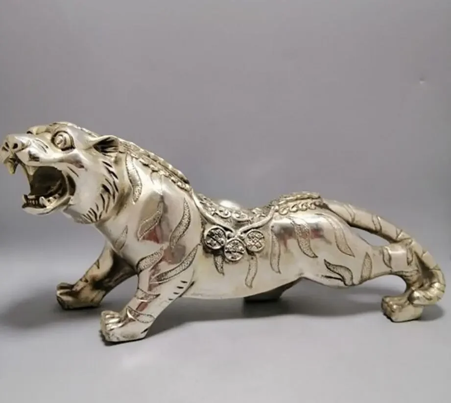 

Медная статуя из чистой меди, властное животное, тигр, украшение, белый медный тигр, украшение для дома, подарок ручной работы
